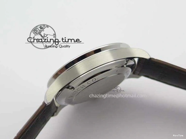 MIROTIME 1219 ModernLook Portuguese IW371445 ZF 1:1 Best Edition SS White Dial Gold Markers On Brown Leather Strap A79350 V 7269